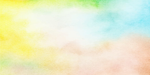 Abstract colorful watercolor paint illustration texture for vintage sky blue and yellow wall canvas art design