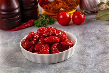 Tasty dried tomatoes in the bowl