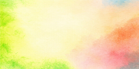 Abstract colorful watercolor paint pattern on aged vintage grunge paper texture wall with antique parchment backdrop design