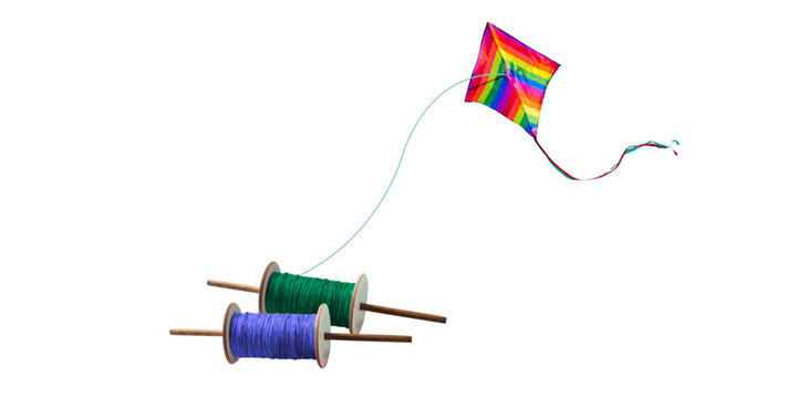 colorful kite flying with thread 