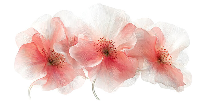 Abstract futuristic texture blending pastel peach and rose pink concept. Lovely pink flowers in delicate layers with soft petals.
