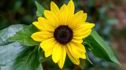 A vibrant yellow flower with numerous petals radiating from the center,