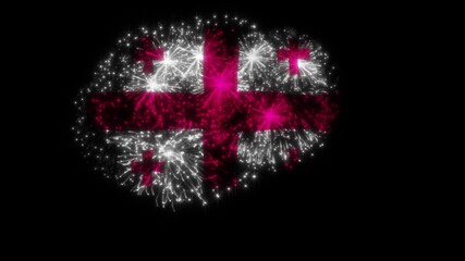 Georgia Flag Fireworks Animation – Celebration Pyrotechnic Burst in Flag Shape, Festive Georgia National Day Firework Effect, Isolated on Black Background