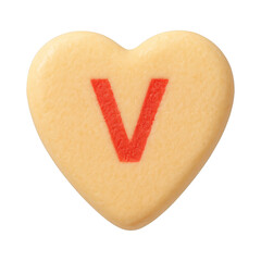PNG Heart-shaped candy with letter.