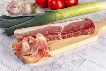 Dry parma pork meat piece