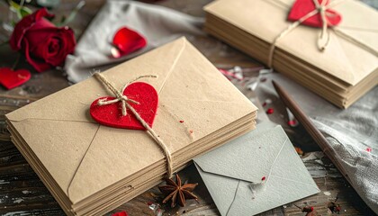 Romantic Valentine's Day card with rose petals, heart-shaped candles, and sweet pink decoration symbolizing love and holiday romance