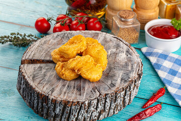 Golden crispy fried chicken nuggets