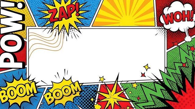 Comic book style frame with explosion effects