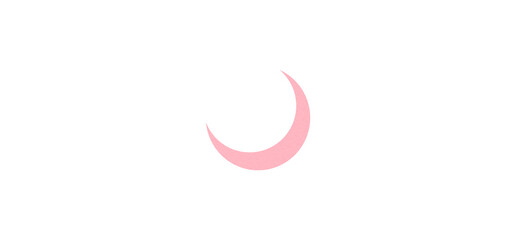 Pink crescent moon paper cutout, moon icon, waxing moon symbol, crescent moon icon symbol set on transparent background.