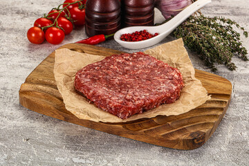 Raw beef burger cutlet for grill