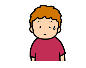 戸惑う　茶髪の男の子
