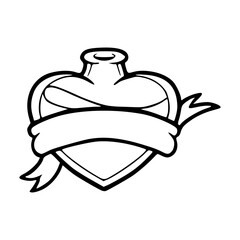 heart-shaped potion bottle with banner outline