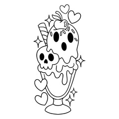 kawaii Halloween dessert float with cherry topping