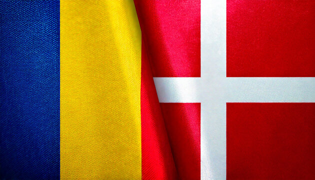 デンマークの国旗とチャドの国旗(Denmark flag & Chad flag.)
