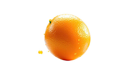 Isolated ripe orange with water droplets, against a stark black backdrop