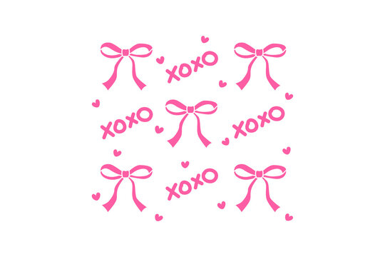 Cute Pink Coquette Bow and XOXO Seamless Pattern Valentine's Sublimation Design