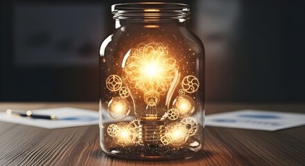 Bright ideas captured inside a glass jar
