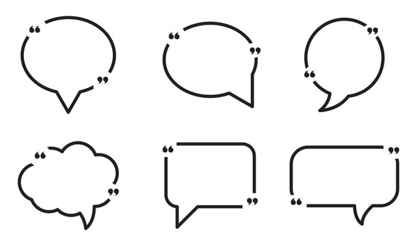 Quote box frame big set. Texting quote boxes icon collection. Blank template for text, info, and design. Quotation bubble and blog quotes symbols. Creative vector banner.