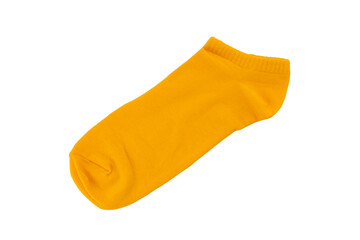 Yellow sock isolated on white background. Sock on white background. Colored socks isolated