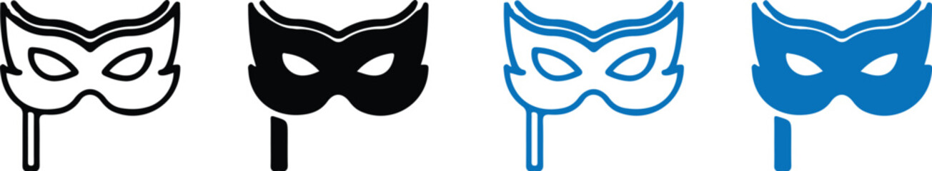 four carnival black bule icons set vector illustration logo art