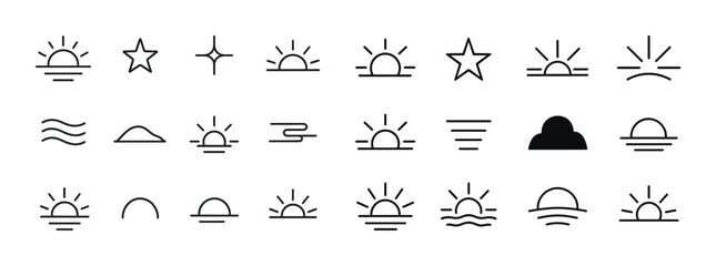 Collection of minimalistic sun and nature icons