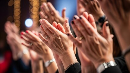 Obraz premium Audience Applauding at an Event Applause Celebration Hands. Concept featuring applause, audience, event, celebration, hands.
