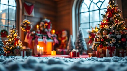 An ultra-realistic, finely crafted Christmas scene, utilizing sharp focus and a vibrant color spectrum to present a truly immersive holiday experience