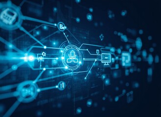 DX推進と業務改革をイメージしたデータネットワーク背景