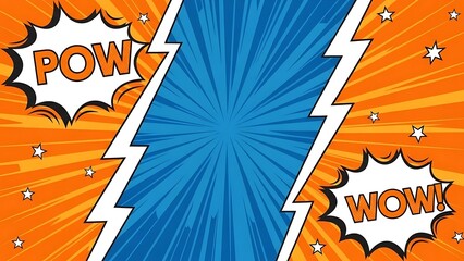 Comic book style explosion background with pow and wow
