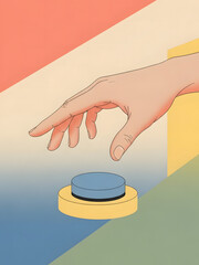 Hand pressing button symbolizing action or state change