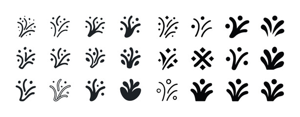 Naklejka premium Abstract plant icons collection: stylized floral symbols and pat