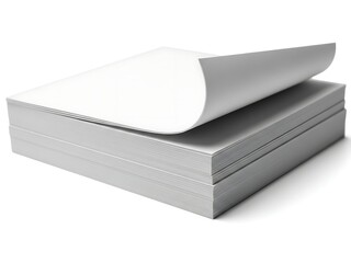 Stack of white paper sheets with one sheet rolled back