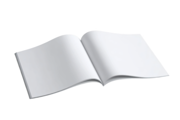 An Open Blank Book with Empty Pages Captured , png, isolated on transparent background	
 Symbolizing Creativity and Potential for Writing and Artistic Expression