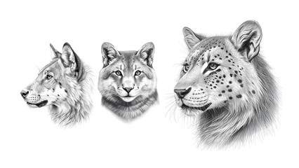 wolf and tiger head vector illustration