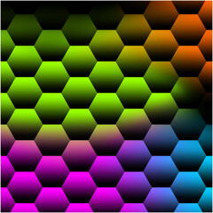 Vibrant Gradient Hexagonal Pattern with 3D Effect