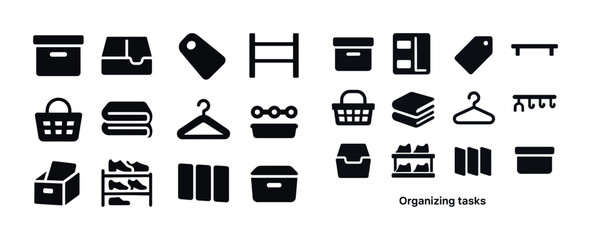Minimalist icons for organizing and storage solutions