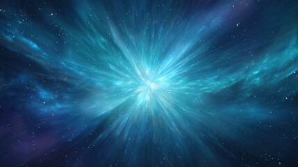 Futuristic blue glow with a radiant explosion and particle sparks