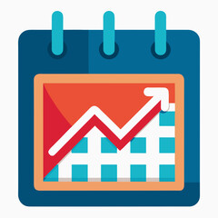 Progress focused calendar layout with trend arrow vector illustration