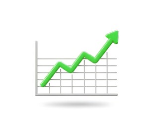 Green arrow graph showing upward trend on grid chart