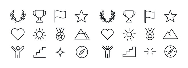 Collection of achievement and navigation icons including trophie