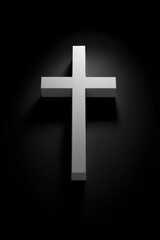 Obraz premium Geometric white cross against a deep black backdrop