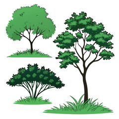 Trees-and-plants-top-view--icon-set-of-colored-tree