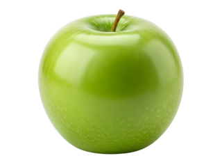 A single ripe bright green granny smith apple isolated on transparent background