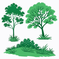 Trees-and-plants-top-view--icon-set-of-colored-tree