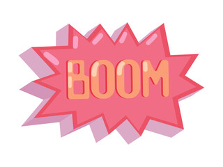 BOOM text in comic explosion bubble illustration