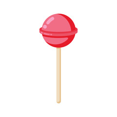 Simple red lollipop candy on wooden stick