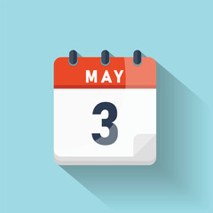 May three calendar icon day third schedule reminder event planning notification appointment vector graphic