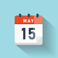 May fifteen calendar icon day fifteenth schedule reminder event planning notification appointment vector graphic