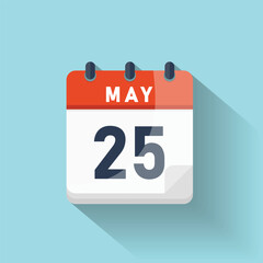 May twenty fifth calendar day icon flat design date reminder schedule event isolated