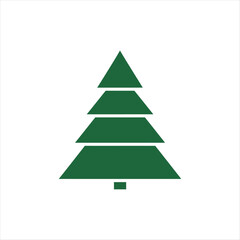 Pine tree vector outline isolated on white background